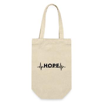 HOPE Schriftzug mit Herzschlag – Hoffnung Motiv - Geschenkbeutel für Flaschen - Natur - Vorne