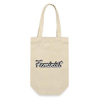 Feminist Script on Apparel - Gift Bag for Bottles - nature - Front