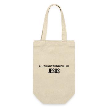 All Things Through Him Jesus Typography Apparel - Gift Bag for Bottles - nature - Front
