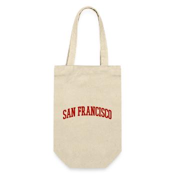 San Francisco Bogen Schriftzug Vintage - Geschenkbeutel für Flaschen - Natur - Vorne