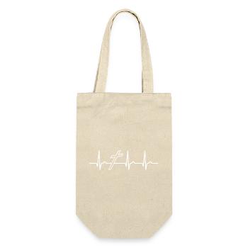 EKG Kurve - Herzkurve - Kreuz - Jesus - Geschenkbeutel für Flaschen - Natur - Vorne