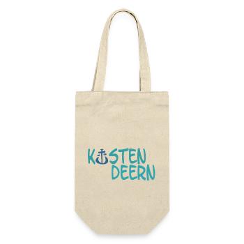 Küstendeern Petrolschrift mit Anker - Geschenkbeutel für Flaschen - Natur - Vorne