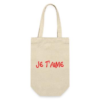 ICH LIEBE DICH. LIEBE. PAAR. GERADE VERHEIRATET. Junggesellinnenabschied - Geschenkbeutel für Flaschen - Natur - Vorne