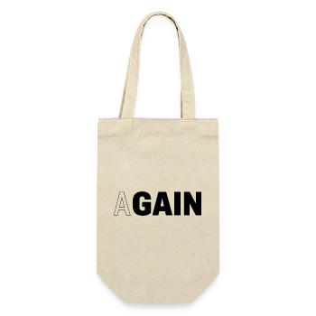 Hidden Gain — AGAIN Typography Motivational - Geschenkbeutel für Flaschen - Natur - Vorne