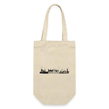 Rostock Silhouette Skyline - Geschenkbeutel für Flaschen - Natur - Vorne