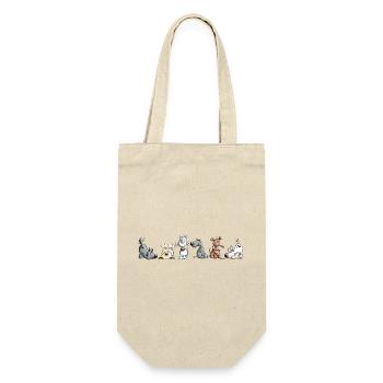 Happy Dogs Hunde Rudel Hund Cartoon  - Geschenkbeutel für Flaschen - Natur - Vorne
