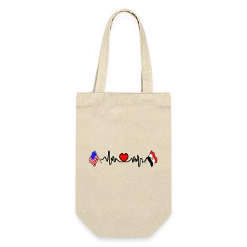 Cardio heart with USA flag and Egypt flag - Gift Bag for Bottles - nature - Front