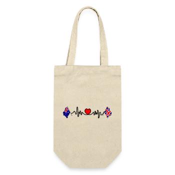 Cardio heart with Flag Australia and flag England - Gift Bag for Bottles - nature - Front