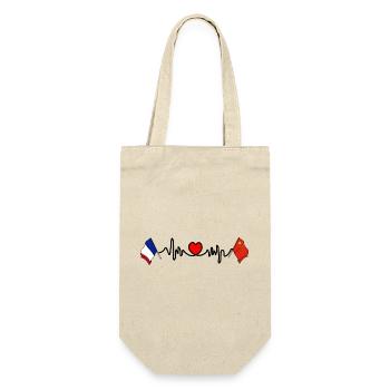 Cardio coeur avec drapeau France et drapeau Chine - Sac à bouteille - nature - Devant