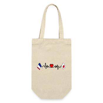 Cardio heart with flag France and flag Japan - Gift Bag for Bottles - nature - Front