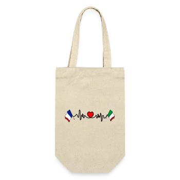 Cardio coeur avec drapeau France et drapeau Italie - Sac à bouteille - nature - Devant