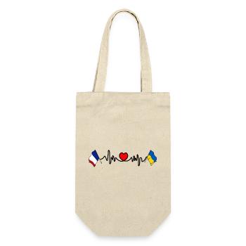 Cardio heart with Flag France and flag Ukraine - Gift Bag for Bottles - nature - Front