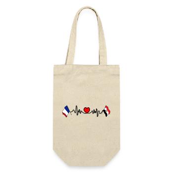 Cardio heart with Flag France and flag Egypt - Gift Bag for Bottles - nature - Front