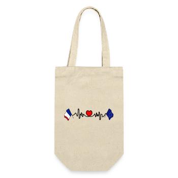 Cardio heart with Flag France and flag Europe - Gift Bag for Bottles - nature - Front