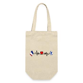 Cardio heart with Flag France and flag Finland - Gift Bag for Bottles - nature - Front