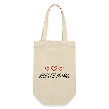 Beste Mama Herz Liebe - Geschenkbeutel für Flaschen - Natur - Vorne
