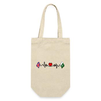 Cardio heart with Flag England and flag Pakistan - Gift Bag for Bottles - nature - Front