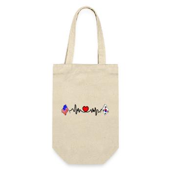 Cardio heart avec drapeau des États-Unis et de la Corée du Sud - Sac à bouteille - nature - Devant