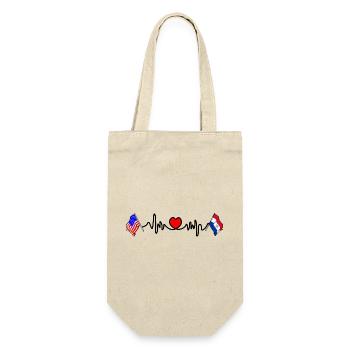 Cardio heart Flag USA, flag Paraguay - Gift Bag for Bottles - nature - Front