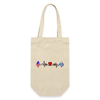 Cardio heart with USA flag and Uruguay flag - Gift Bag for Bottles - nature - Front