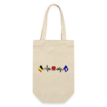 Cardio heart Flag Belgium, Brussels - Gift Bag for Bottles - nature - Front