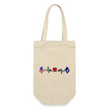 Cardio-Herz mit USA-Flagge und Kentucky-Flagge - Geschenkbeutel für Flaschen - Natur - Vorne