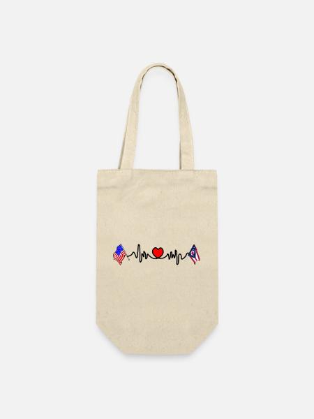 Cardio-Herz mit USA-Flagge und Ohio-Flagge - Geschenkbeutel für Flaschen - Natur