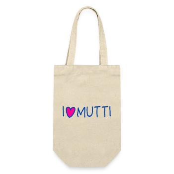 Mama I love Mutti Spruch Muttertag - Geschenkbeutel für Flaschen - Natur - Vorne