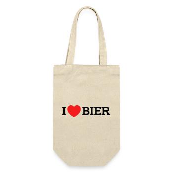 I love Bier (Farben änderbar) - Geschenkbeutel für Flaschen - Natur - Vorne