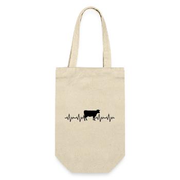 Bauer Kuh EKG Herzschlag - Geschenkbeutel für Flaschen - Natur - Vorne