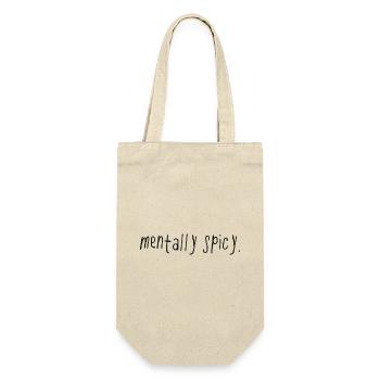 Mentally Spicy Minimal Statement Spruch - Geschenkbeutel für Flaschen - Natur - Vorne