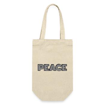 Peace Retro Fett Typografie - Geschenkbeutel für Flaschen - Natur - Vorne