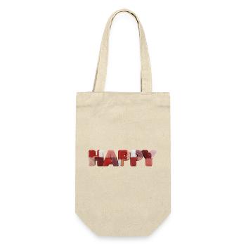 Look patchwork en tissu patchwork Happy - Sac à bouteille - nature - Devant