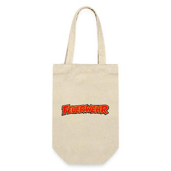 Feuerwehr Comic Schriftzug - Geschenkbeutel für Flaschen - Natur - Vorne