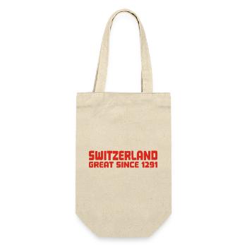 Switzerland - Great Since 1291 - Schweiz - Schwiiz - Geschenkbeutel für Flaschen - Natur - Vorne