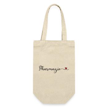 Pharmazie Design mit Herz - Geschenkbeutel für Flaschen - Natur - Vorne