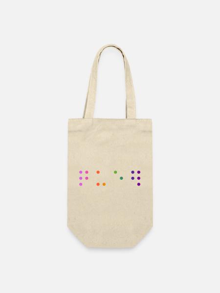 Queer-Kontraktierte Braille - Geschenkbeutel für Flaschen - Natur