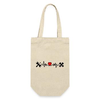 Werkzeuge mit Herzkardiogramm - Geschenkbeutel für Flaschen - Natur - Vorne