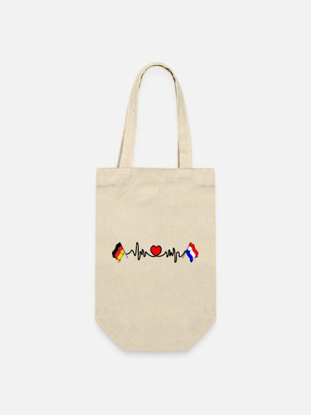 Cardioherz mit Flagge Deutschland und Flagge Niederlande - Geschenkbeutel für Flaschen - Natur