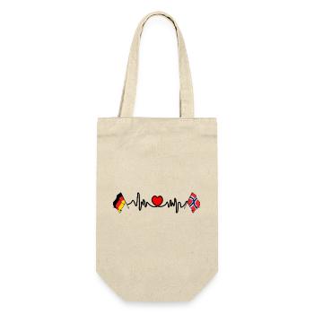 Cardioherz mit Flagge Deutschland und Flagge Norwegen - Geschenkbeutel für Flaschen - Natur - Vorne