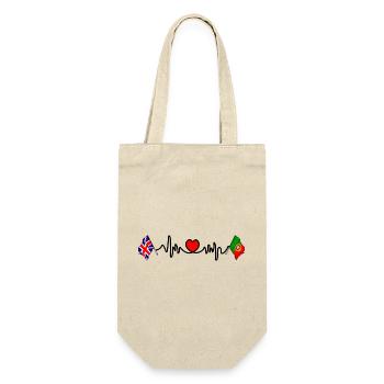Cardio heart Flag England, flag Portugal - Gift Bag for Bottles - nature - Front
