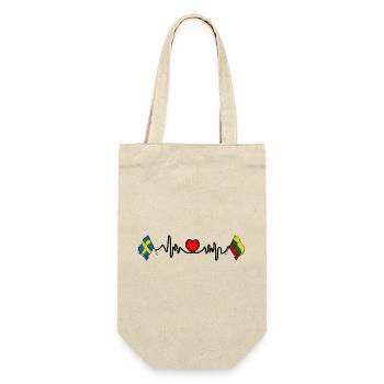Cardio heart Flag Sweden, flag Lithuania - Gift Bag for Bottles - nature - Front