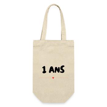 1. 1 Jahr. 1. JAHRESTAG. 1-JÄHRIGES JUBILÄUM. ANNI - Geschenkbeutel für Flaschen - Natur - Vorne