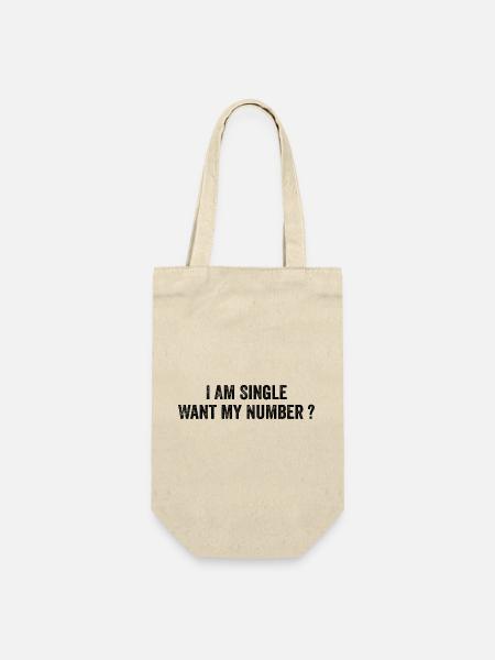 Ich bin Single will meine Nummer | Komisch - Geschenkbeutel für Flaschen - Natur