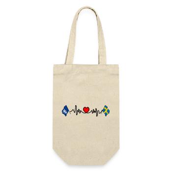 Ligne de fréquence cardiaque avec drapeau Halland et suédois - Sac à bouteille - nature - Devant