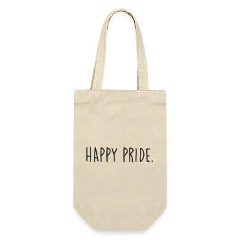 HAPPY PRIDE black - Geschenkbeutel für Flaschen - Natur - Vorne