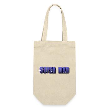Schriftzug Super Dad für den besten Vater - Geschenkbeutel für Flaschen - Natur - Vorne