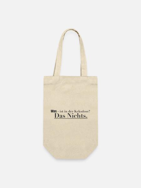 Was ist in der Keksdose? Minimalistisches Design - Geschenkbeutel für Flaschen - Natur