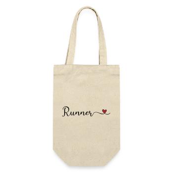 Runner Heart niedliches Typografie-Logo - Geschenkbeutel für Flaschen - Natur - Vorne