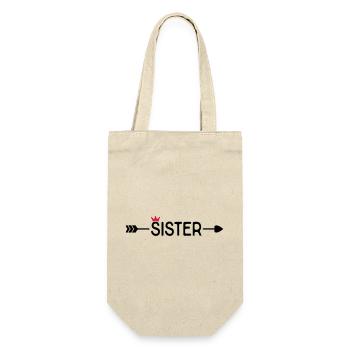 Schwester - Geschenkbeutel für Flaschen - Natur - Vorne
